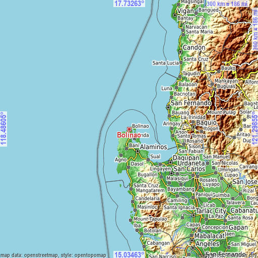 Topographic map of Bolinao