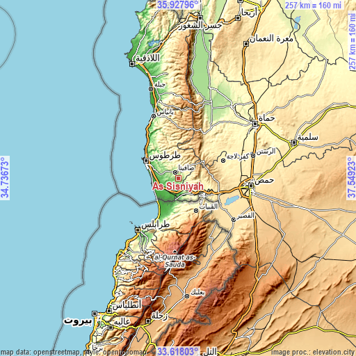 Topographic map of As Sīsnīyah