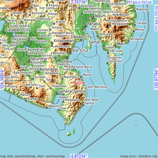 Topographic map of Bolila