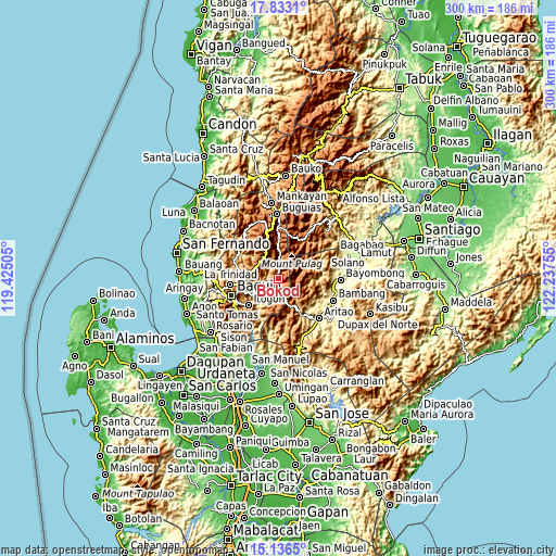 Topographic map of Bokod