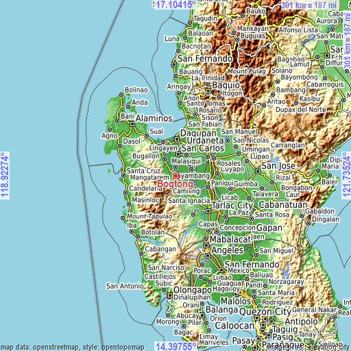 Topographic map of Bogtong