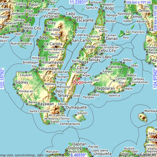 Topographic map of Bogo