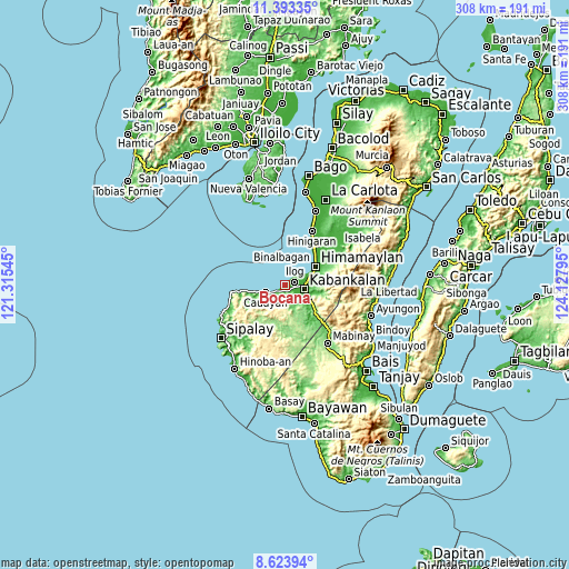 Topographic map of Bocana