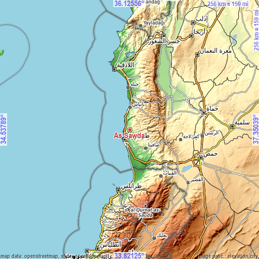 Topographic map of As Sawdā