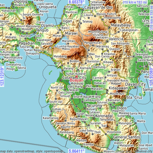 Topographic map of Buayan