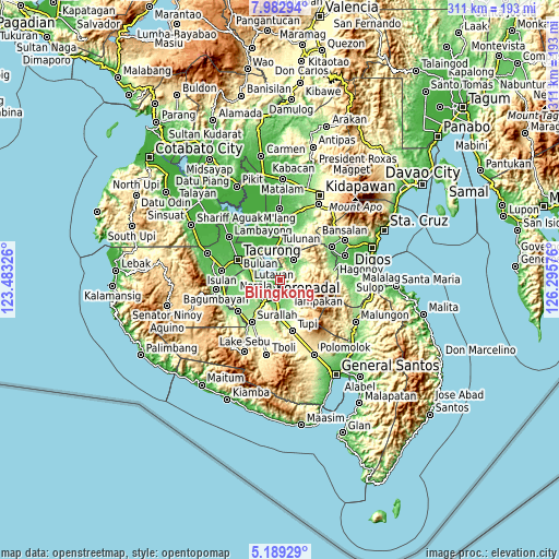 Topographic map of Blingkong