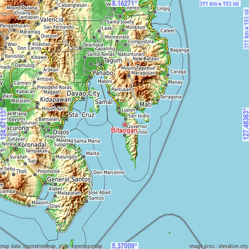 Topographic map of Bitaogan