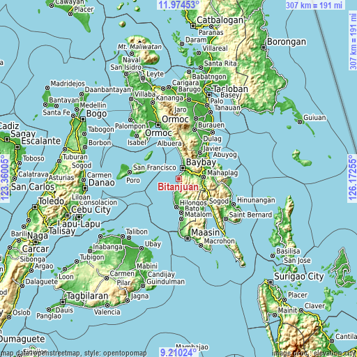 Topographic map of Bitanjuan