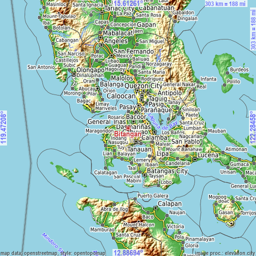 Topographic map of Bitangan