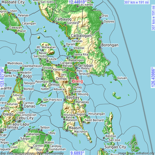 Topographic map of Bislig