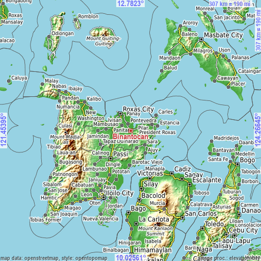 Topographic map of Binantocan