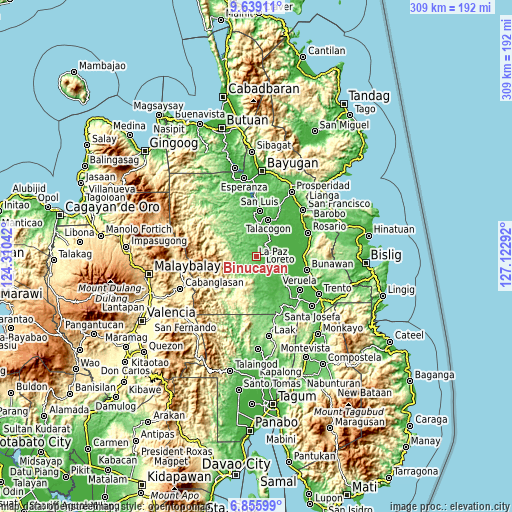 Topographic map of Binucayan