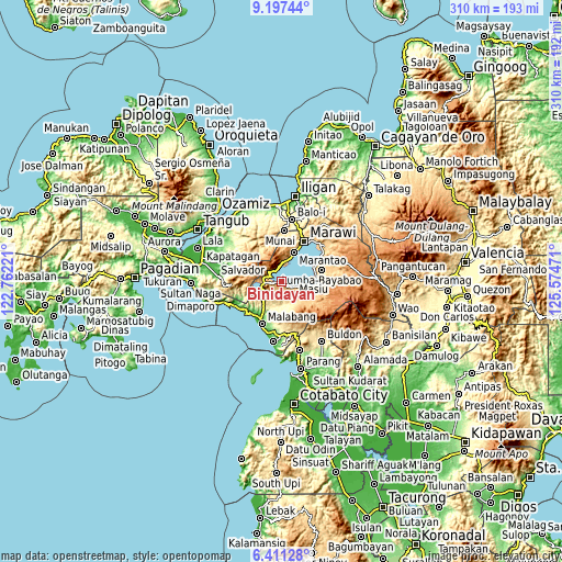 Topographic map of Binidayan