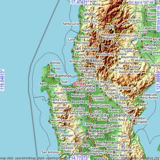 Topographic map of Binday