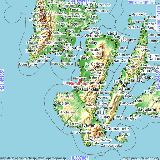 Topographic map of Binalbagan