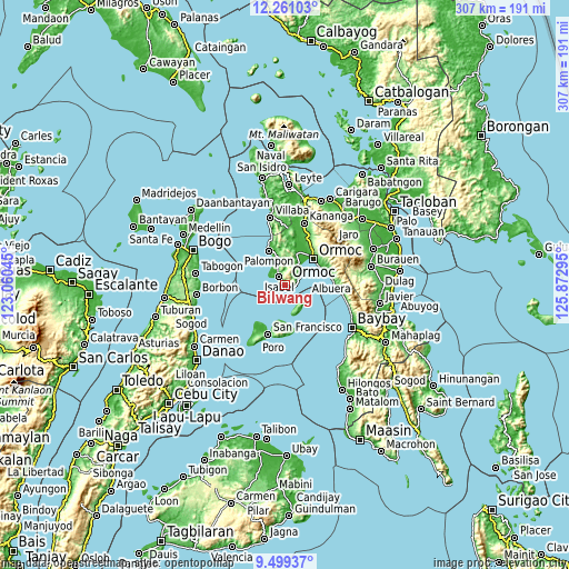 Topographic map of Bilwang