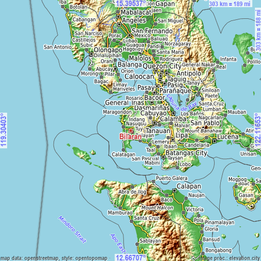 Topographic map of Bilaran