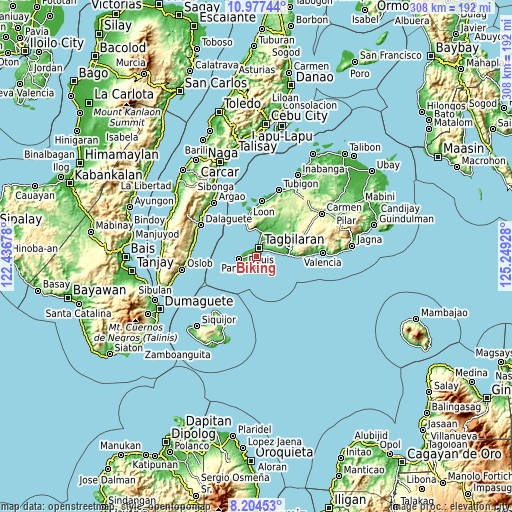 Topographic map of Biking