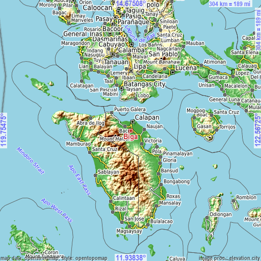 Topographic map of Biga