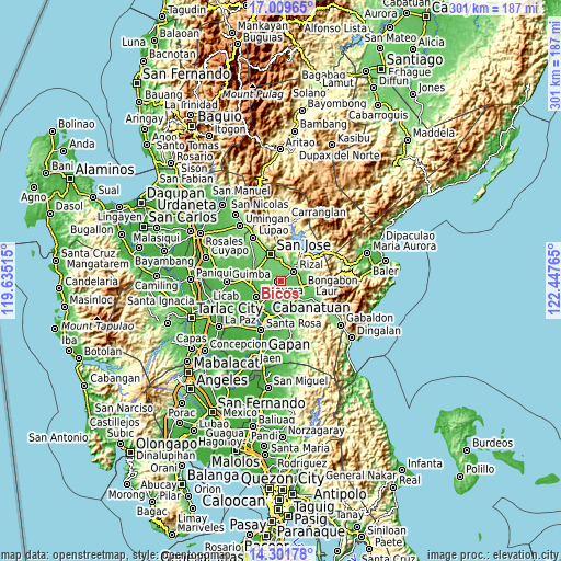 Topographic map of Bicos