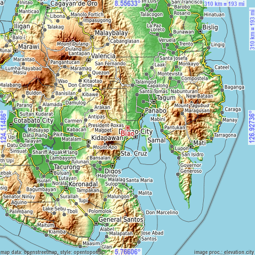 Topographic map of Biao