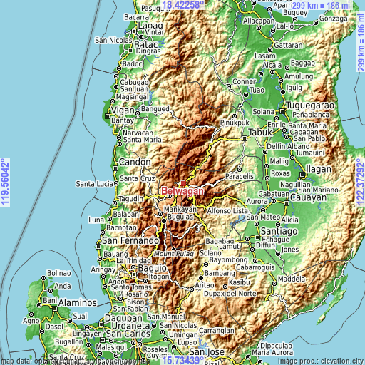 Topographic map of Betwagan