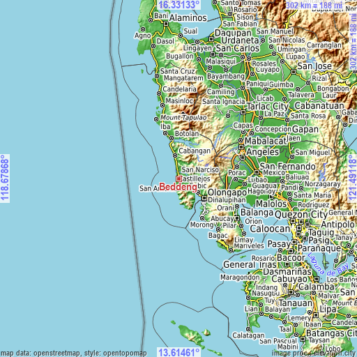 Topographic map of Beddeng