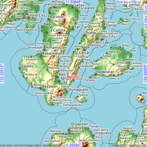 Topographic map of Becerril