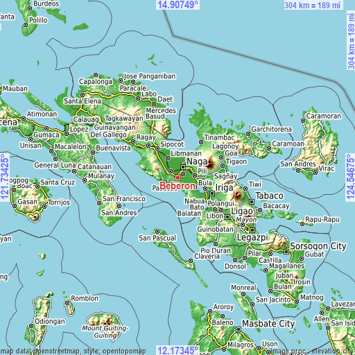 Topographic map of Beberon