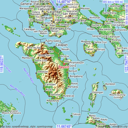 Topographic map of Bayuin