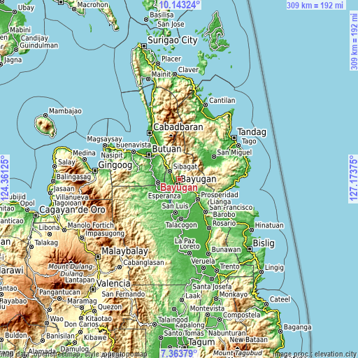 Topographic map of Bayugan