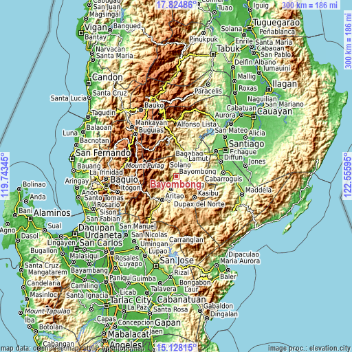 Topographic map of Bayombong