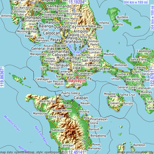 Topographic map of Baybayin