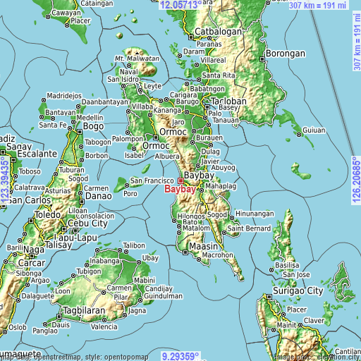 Topographic map of Baybay