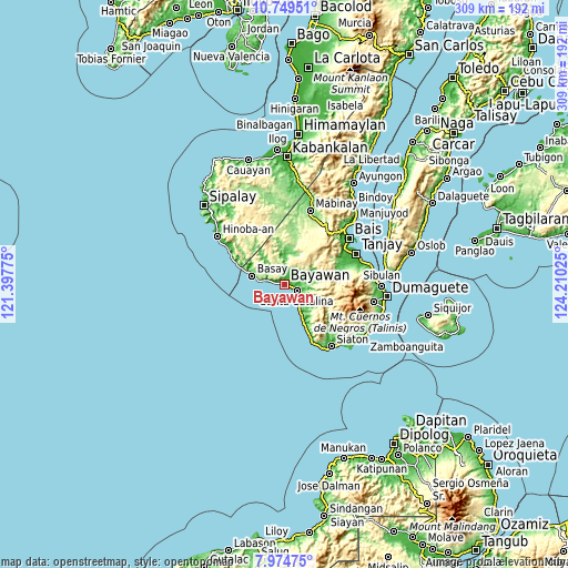 Topographic map of Bayawan