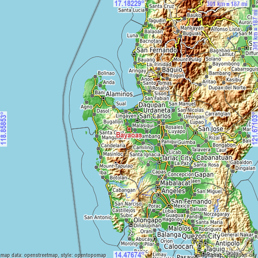 Topographic map of Bayaoas