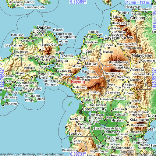 Topographic map of Bayang