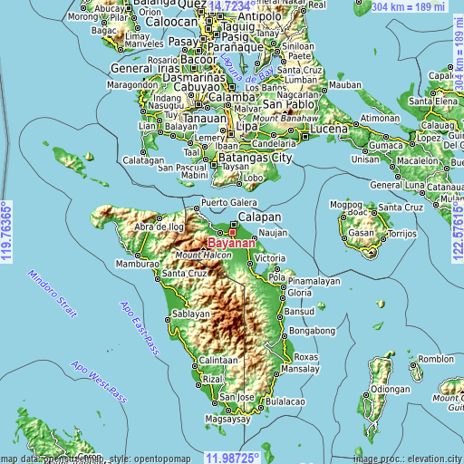 Topographic map of Bayanan