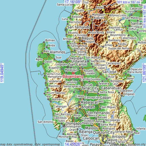 Topographic map of Bayambang