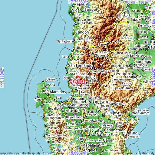 Topographic map of Bayabas