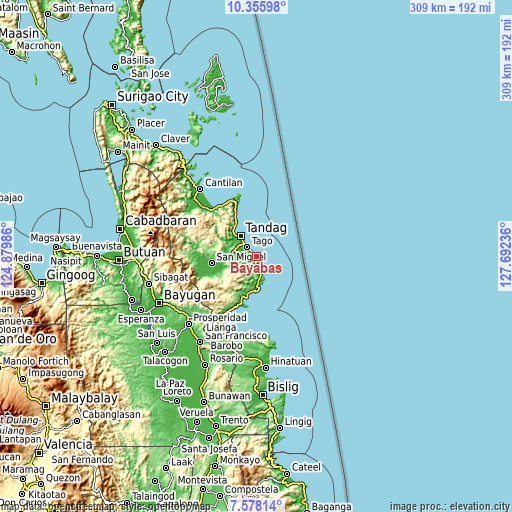 Topographic map of Bayabas