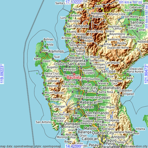 Topographic map of Bautista