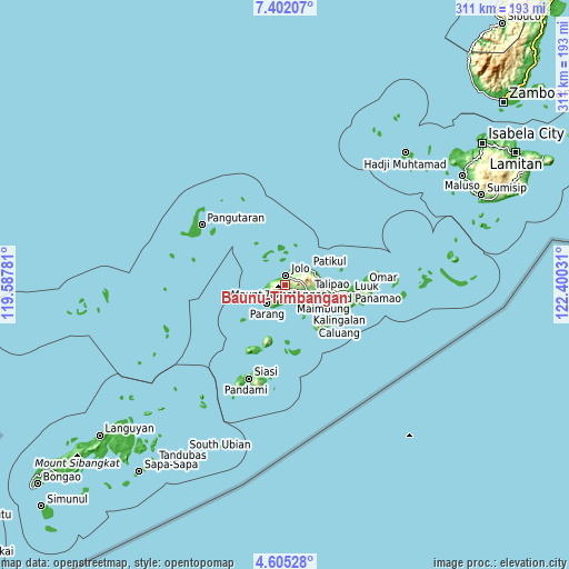 Topographic map of Baunu-Timbangan