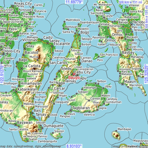 Topographic map of Baugo