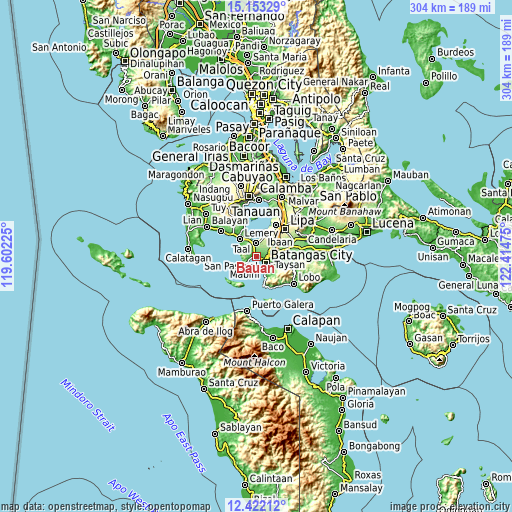 Topographic map of Bauan