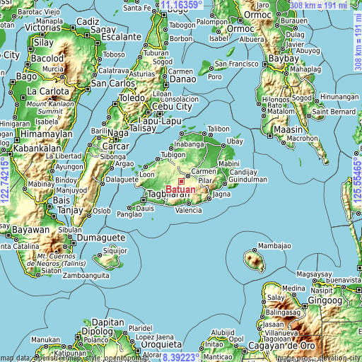 Topographic map of Batuan