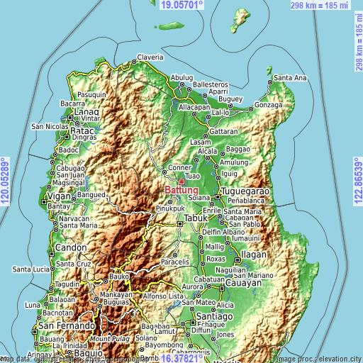 Topographic map of Battung