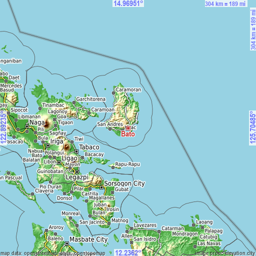 Topographic map of Bato