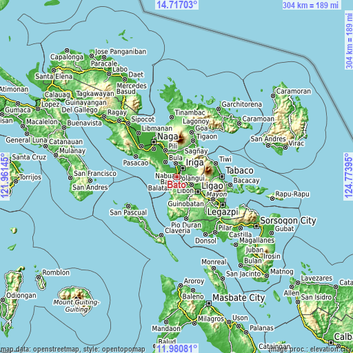 Topographic map of Bato