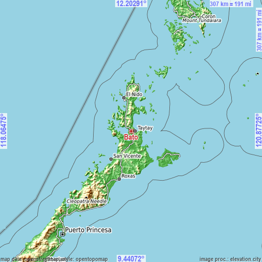 Topographic map of Bato